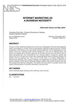 Internet Marketing As a Business Necessity