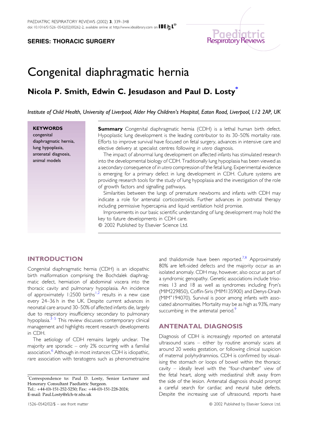 Congenital Diaphragmatic Hernia