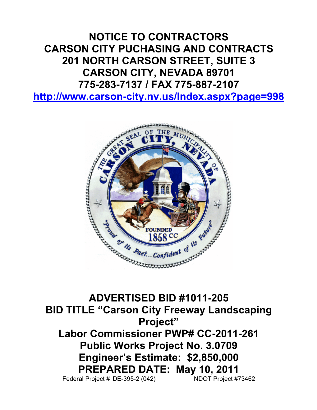Notice to Contractors Carson City Puchasing And