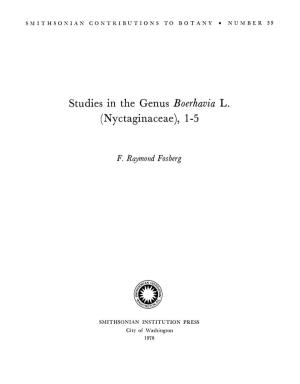 Studies in the Genus Boerhavia L. (Nyctaginaceae), 1-5