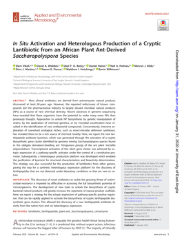 In Situ Activation and Heterologous Production of a Cryptic Lantibiotic