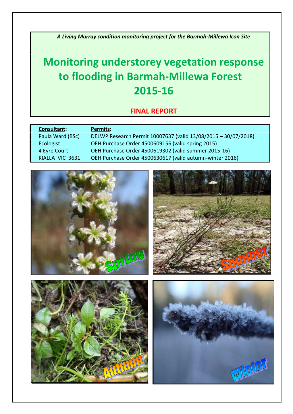 Barmah-Millewa Understorey Vegetation Monitoring Project Has Been Undertaken (Raw Flow Data from MDBA 2016F)