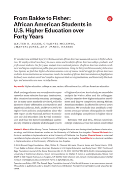 African American Students in US Higher Education Over Forty Years