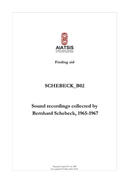 Guide to Sound Recordings Collected by Bernhard Schebeck, 1965-1967