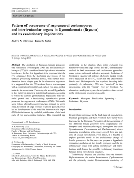 Pattern of Occurrence of Supraneural Coelomopores and Intertentacular Organs in Gymnolaemata (Bryozoa) and Its Evolutionary Implications