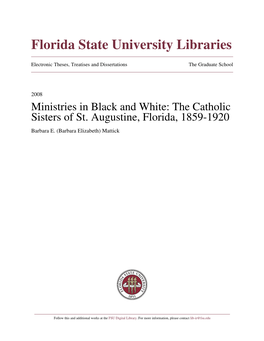 The Catholic Sisters of St. Augustine, Florida, 1859-1920 Barbara E