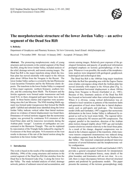 The Morphotectonic Structure of the Lower Jordan Valley – an Active Segment of the Dead Sea Rift