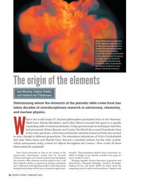 Reviews of Modern Physics at 90: the Origin of the Elements