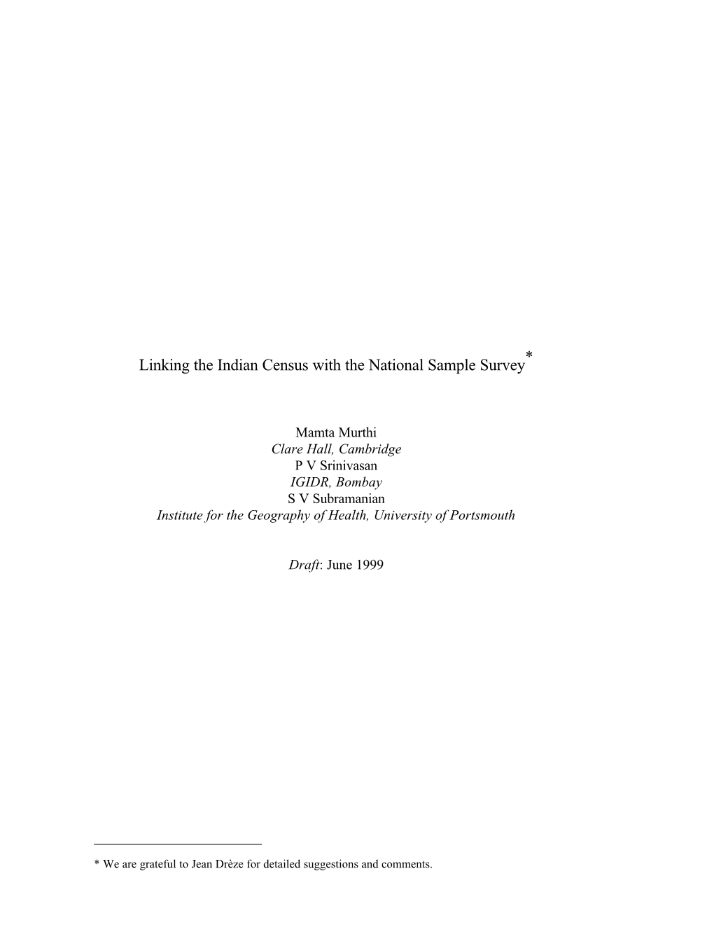 Linking the Indian Census to the National Sample Survey