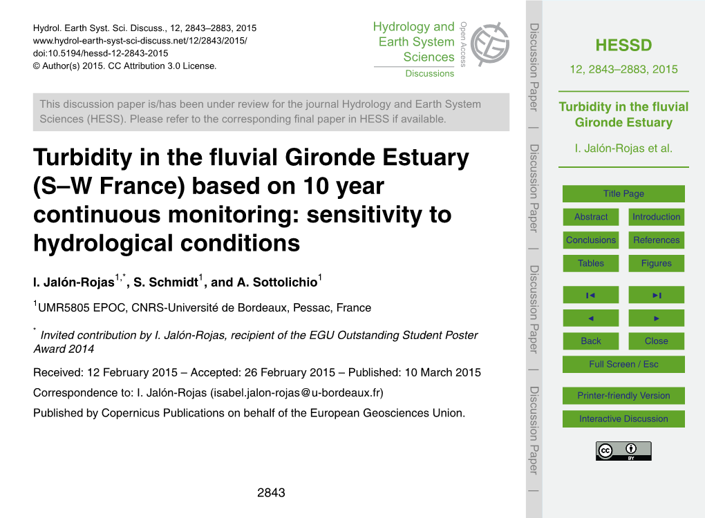 Turbidity in the Fluvial Gironde Estuary