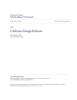California's Foreign Relations Christopher Gaarder Claremont Mckenna College