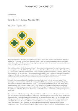 Paul Feeley: Space Stands Still