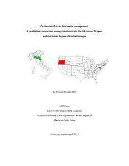 Carnism Ideology in Food Waste Management: a Qualitative Comparison Among Stakeholders in the US State of Oregon, and the Italian Region of Emilia Romagna