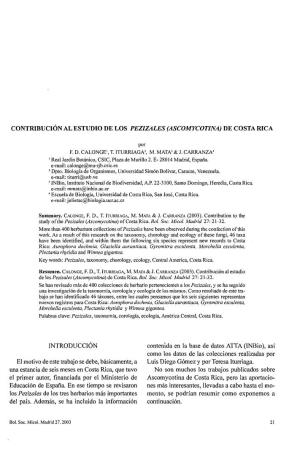 Contribución Al Estudio De Los Pezizales (Ascomycotina) De Costa Rica