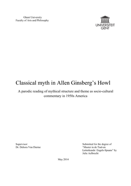 Classical Myth in Allen Ginsberg's Howl