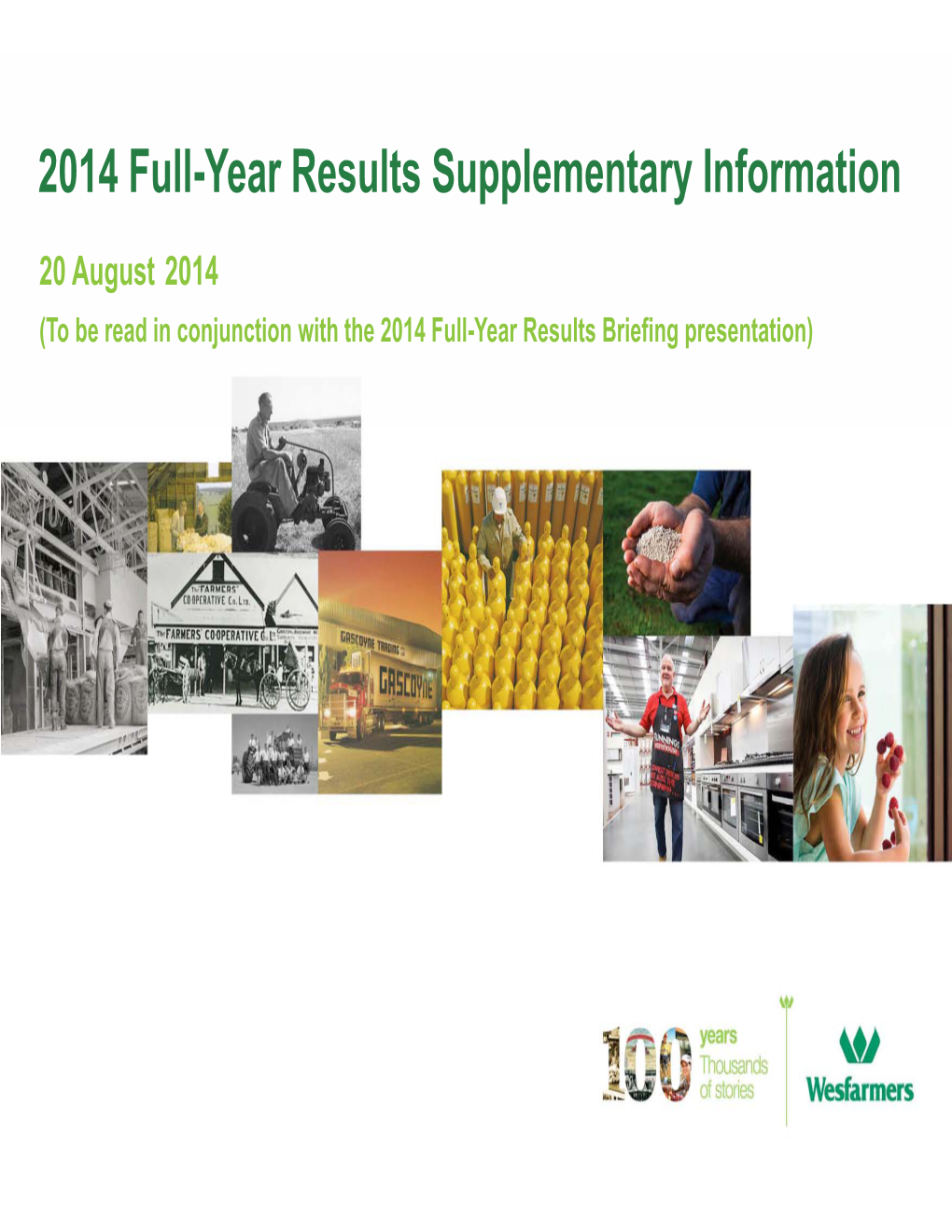 2014 Full-Year Results Supplementary Information