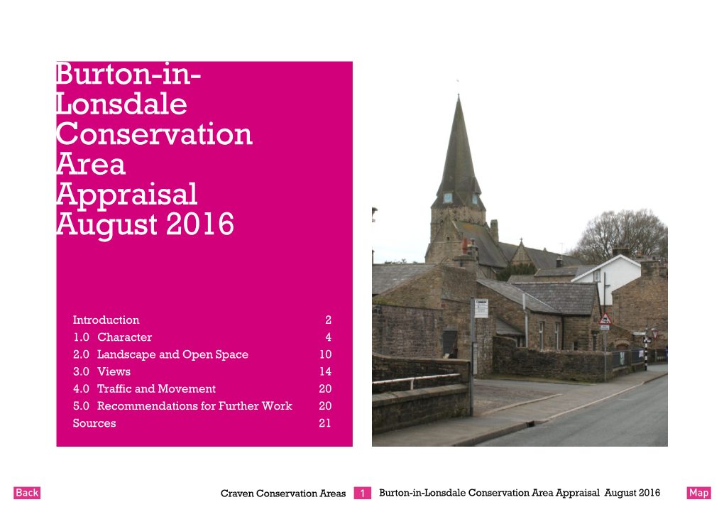 Burton-In-Lonsdale Conservation Area Appraisal August 2016 Introduction