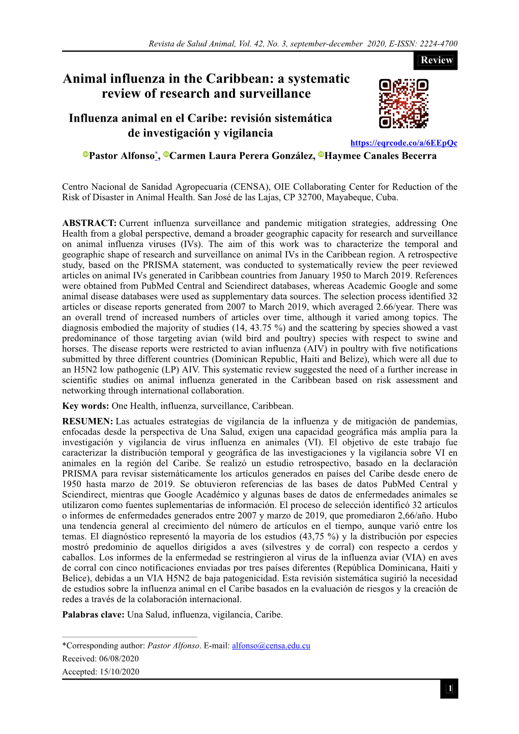 Animal Influenza in the Caribbean: a Systematic Review of Research And