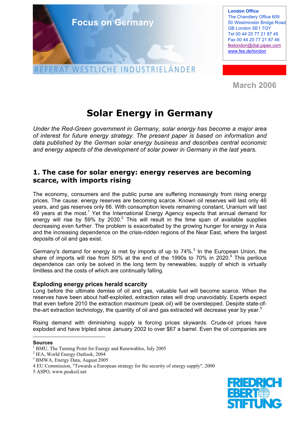 Focus on Germany Solar Energy in Germany
