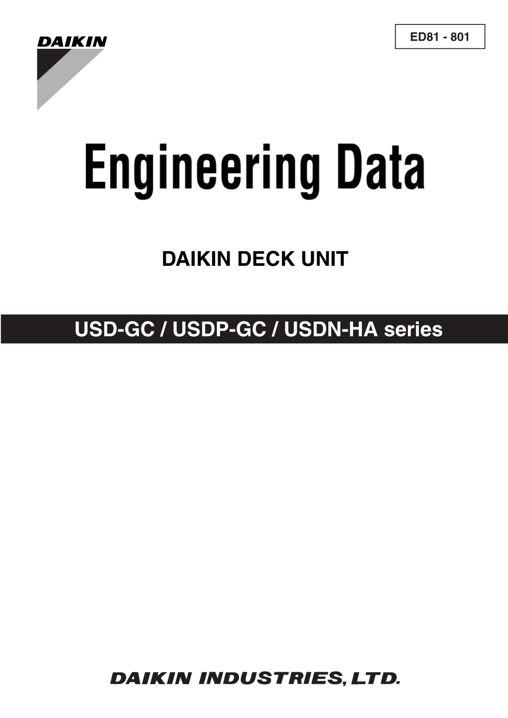 USD-GC / USDP-GC / USDN-HA Series DAIKIN DECK UNIT