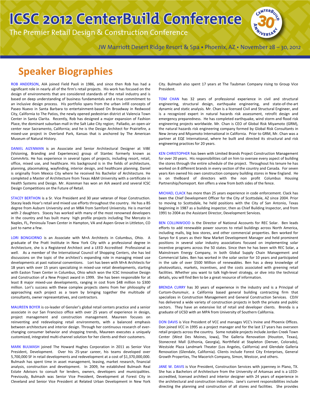 Speaker Biographies