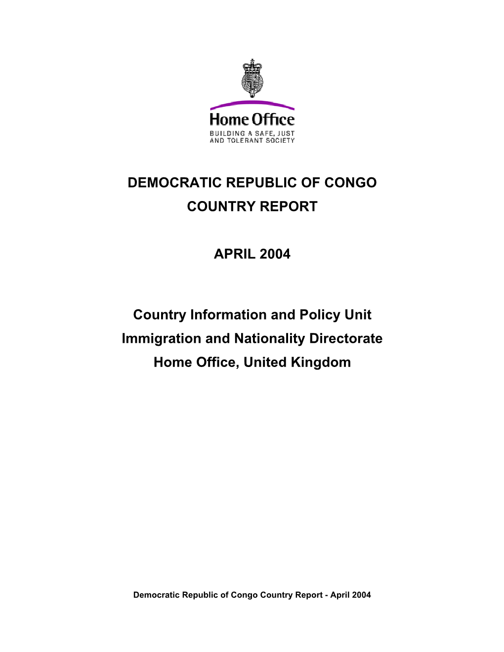 Democratic Republic of Congo Country Report