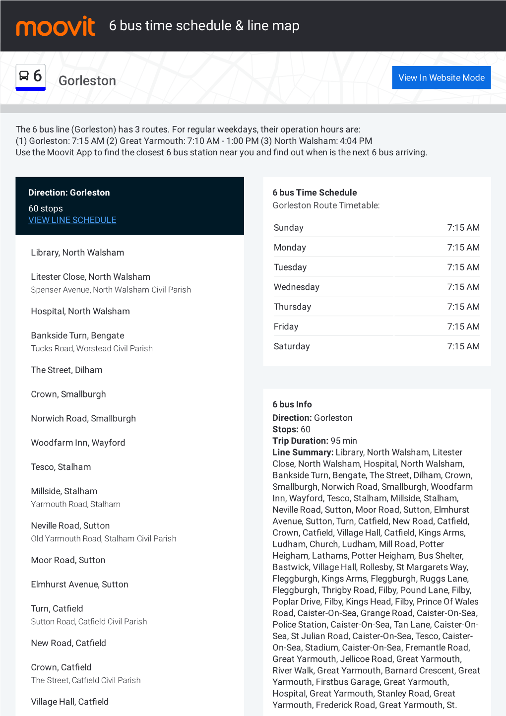 6 Bus Time Schedule & Line Route