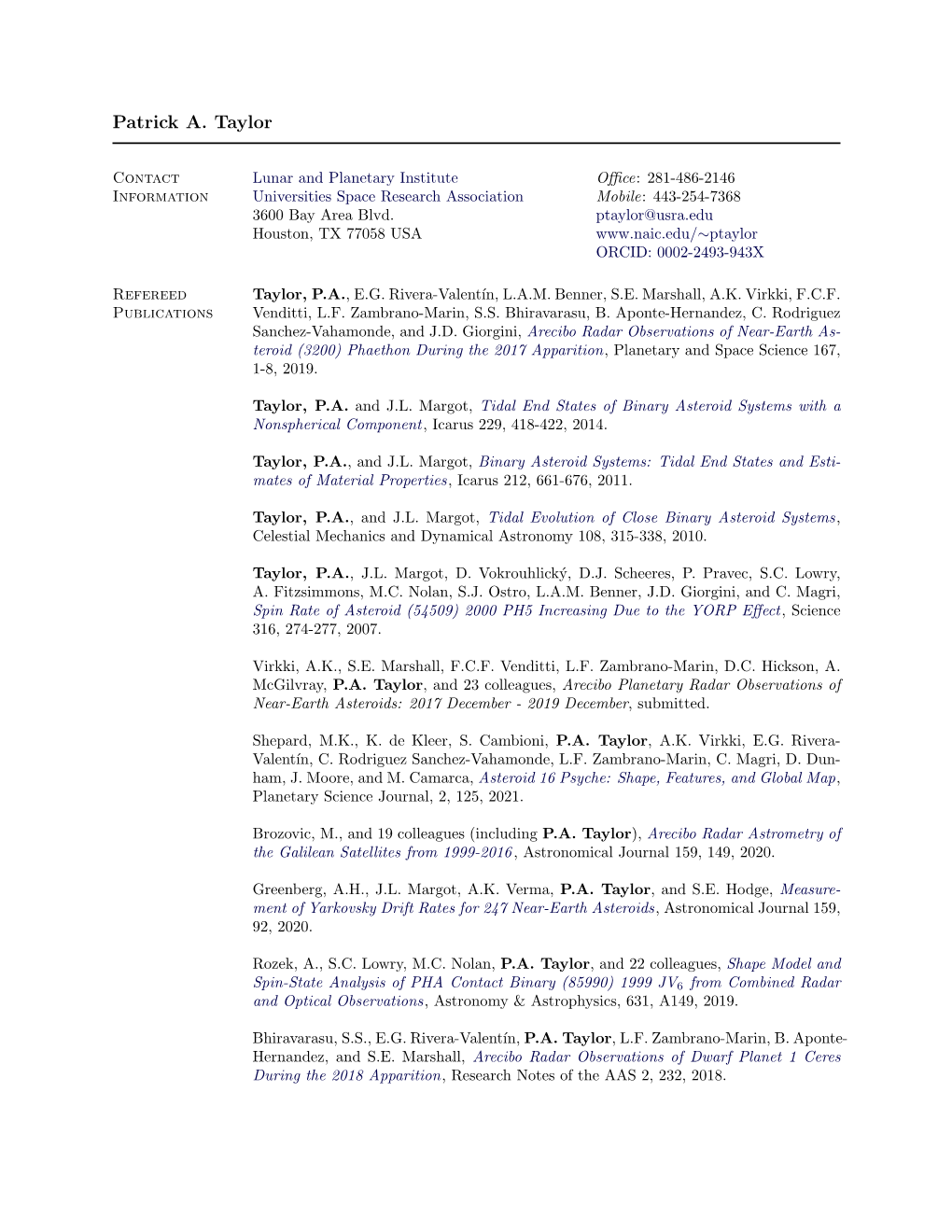 List of Publications