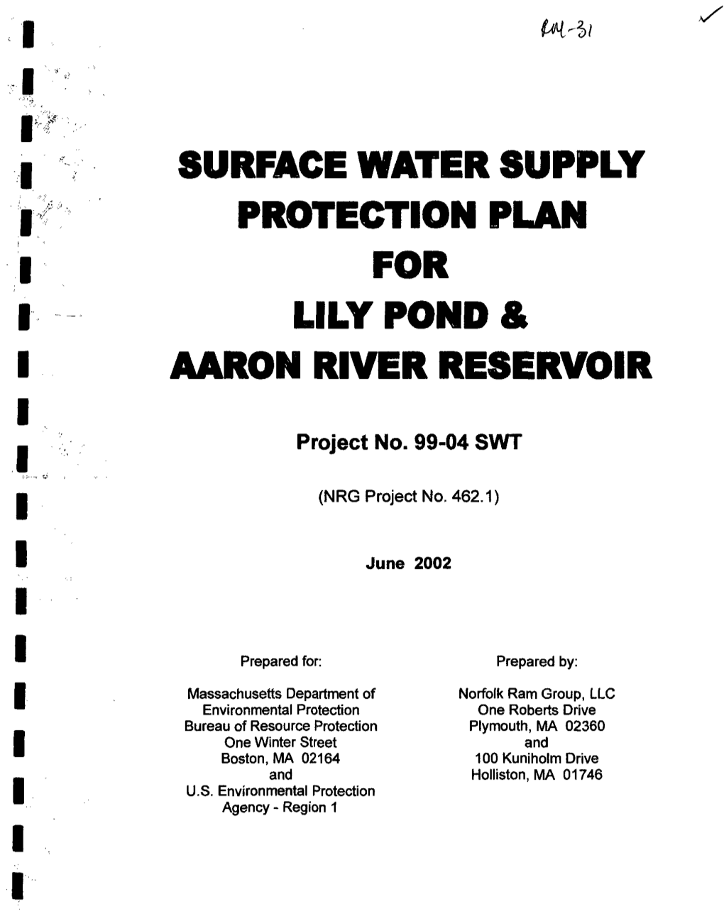 Surface Water Supply Protection Plan for Lily Pond & Aaron River Reservoir