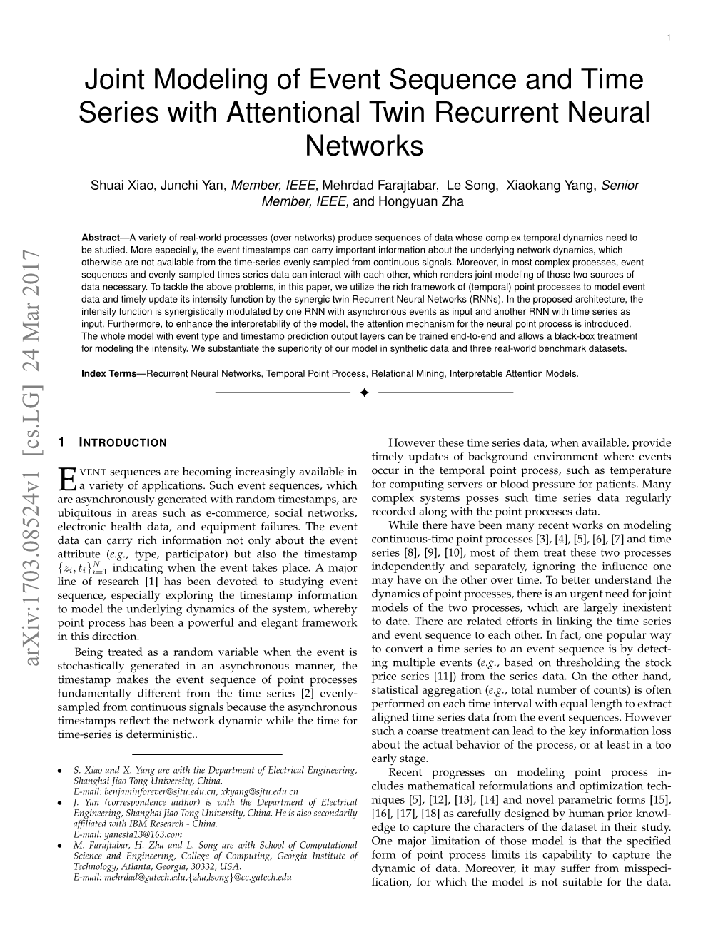 Joint Modeling of Event Sequence and Time Series with Attentional Twin Recurrent Neural Networks