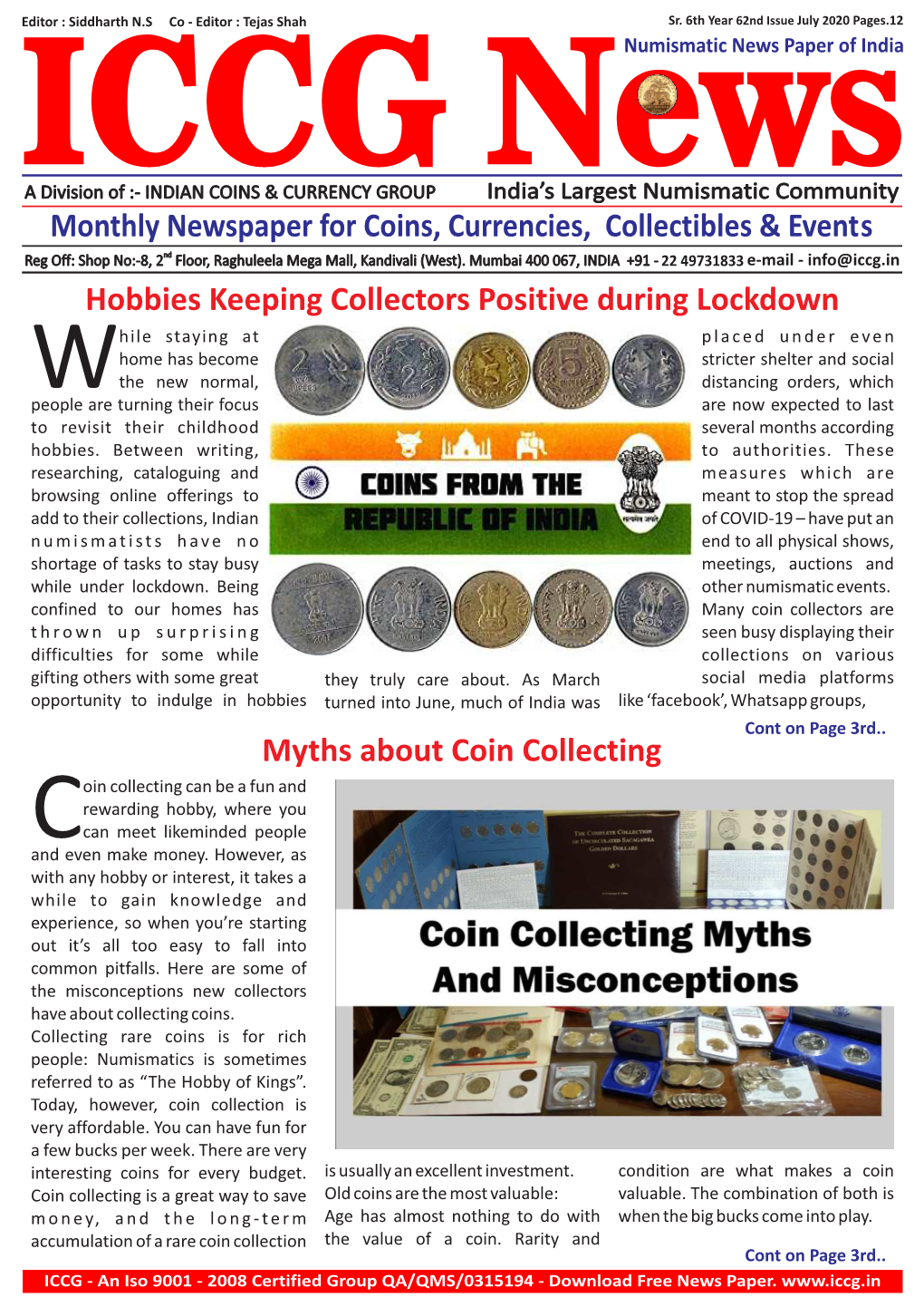 July 62Nd ICCG News Paper 2020.Cdr