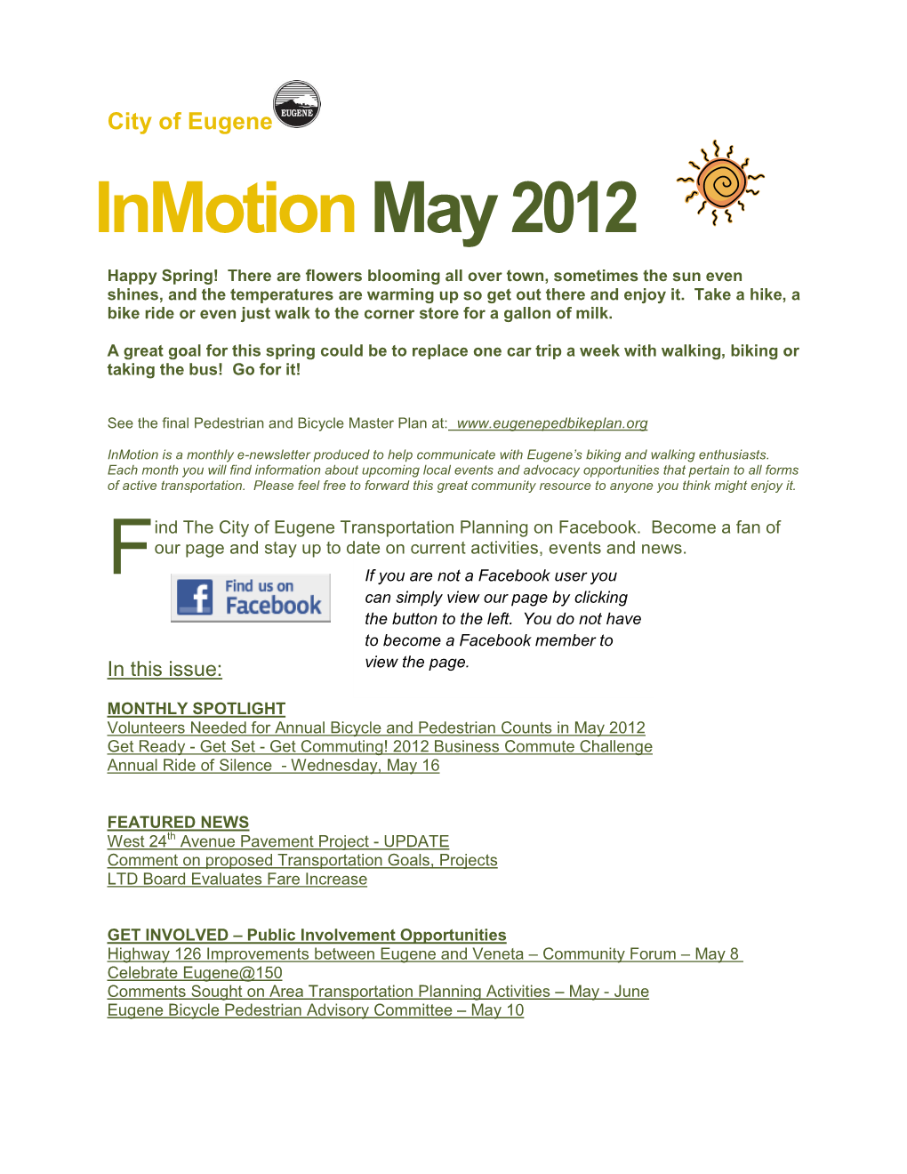 Inmotion Newsletter May 2012