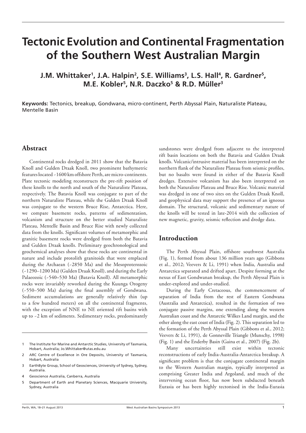 Tectonic Evolution and Continental Fragmentation of the Southern West Australian Margin