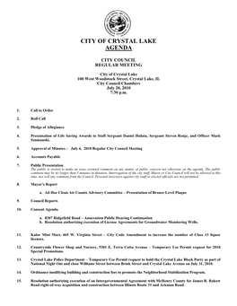 City of Crystal Lake Agenda