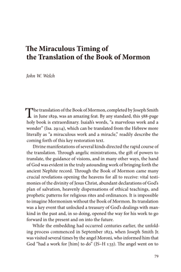 The Miraculous Timing of the Translation of the Book of Mormon