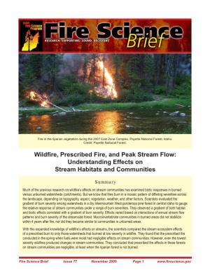 Wildfire, Prescribed Fire, and Peak Stream Flow: Understanding Effects on Stream Habitats and Communities
