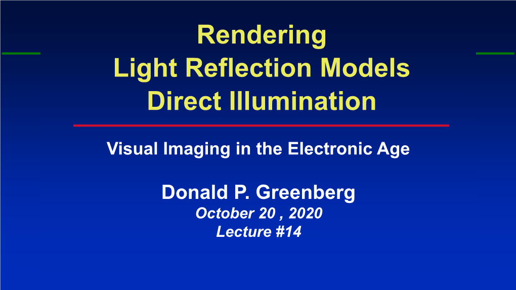 Light Reflection Models Direct Illumination