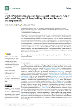 Do the Peculiar Economics of Professional Team Sports Apply to Esports? Sequential Snowballing Literature Reviews and Implications