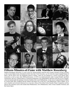 Fifteen-Minutes-Of-Fame with Matthew Rosenberg