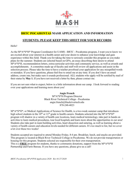 M*A*S*H Student Application Form