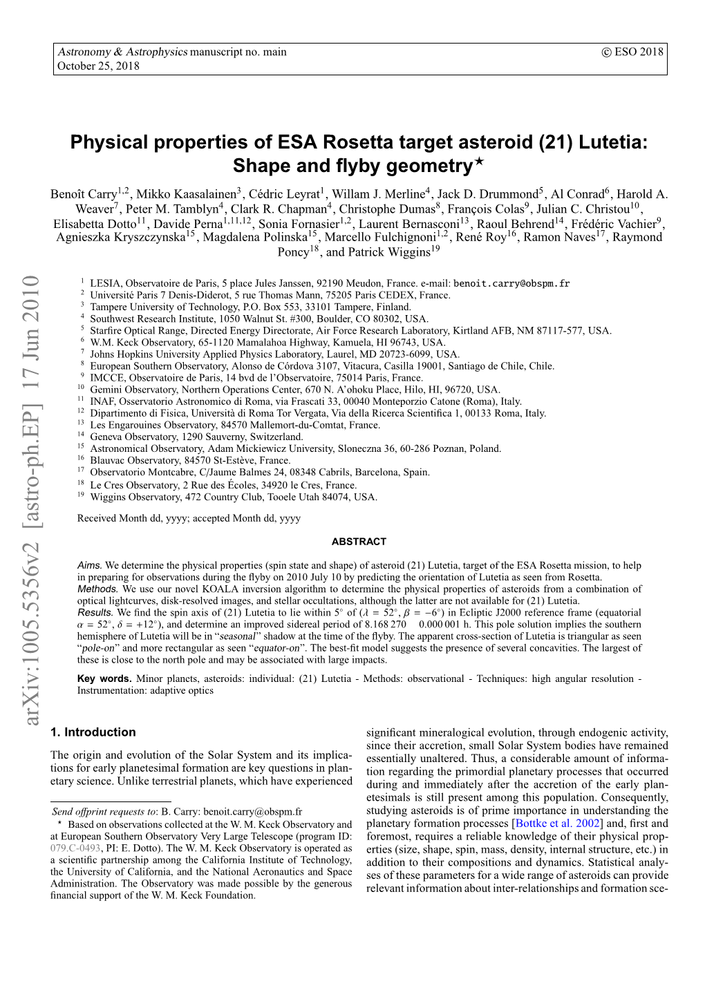 (21) Lutetia: Shape and ﬂyby Geometry Narios