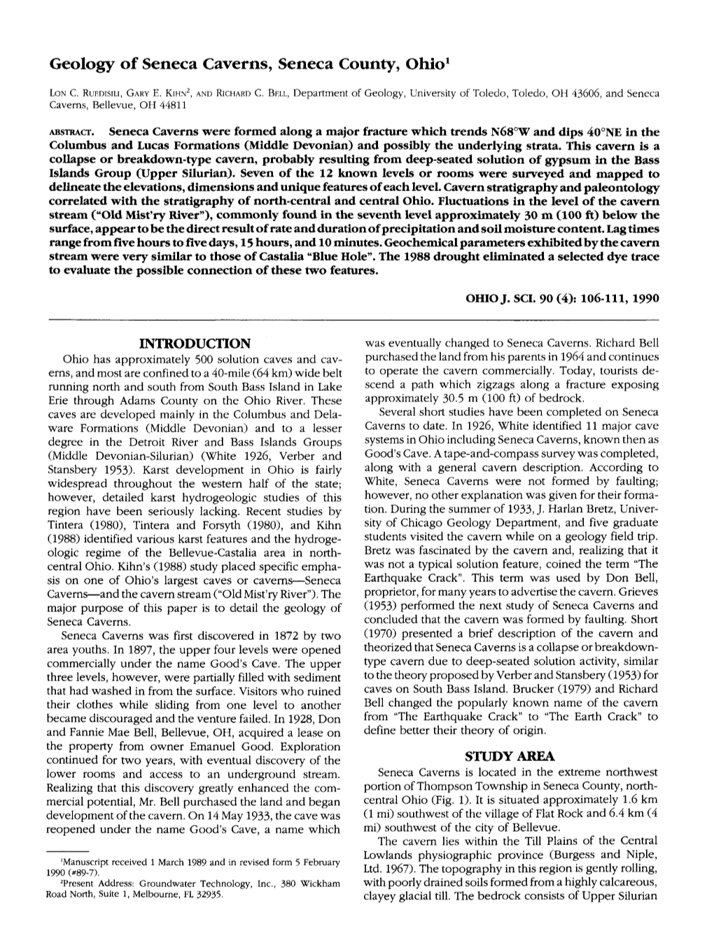 Geology of Seneca Caverns, Seneca County, Ohio1