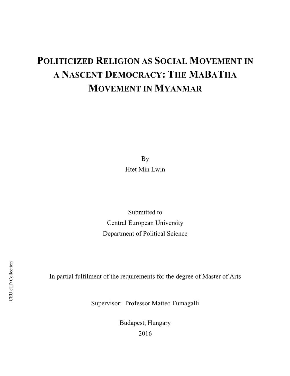 The Mabatha Movement in Myanmar