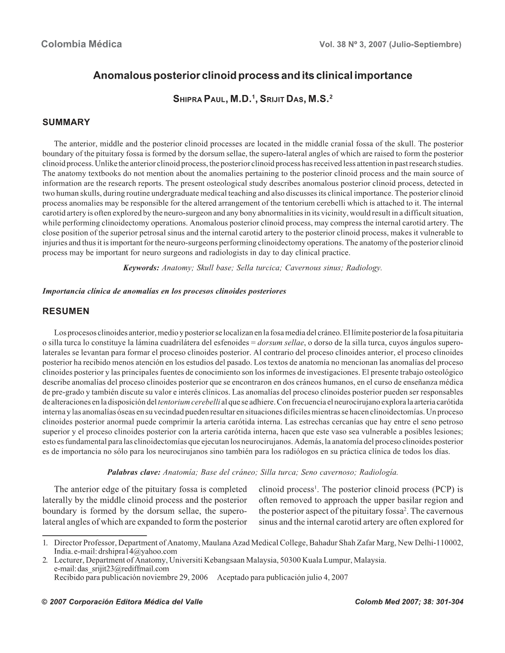 Anomalous Posterior Clinoid Process and Its Clinical Importance