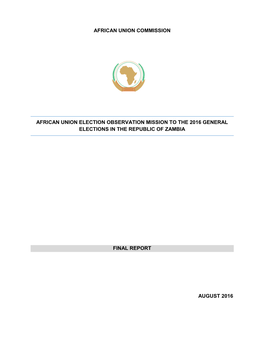 African Union Election Observation Mission Report: Zambia 2016