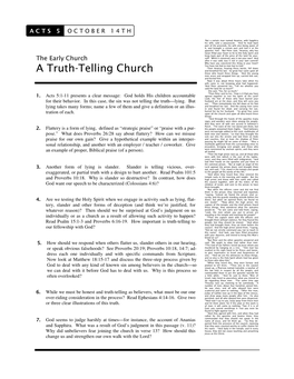A Truth-Telling Church 6 Those Who Heard These Things