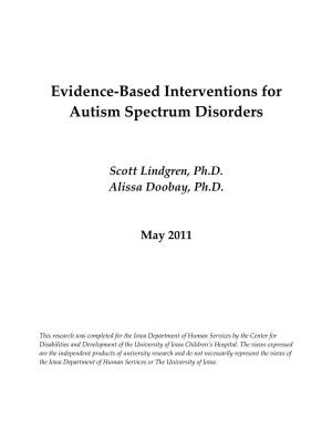 Evidence-Based Interventions for Autism Spectrum Disorders