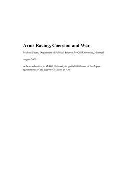 Arms Racing, Coercion and War