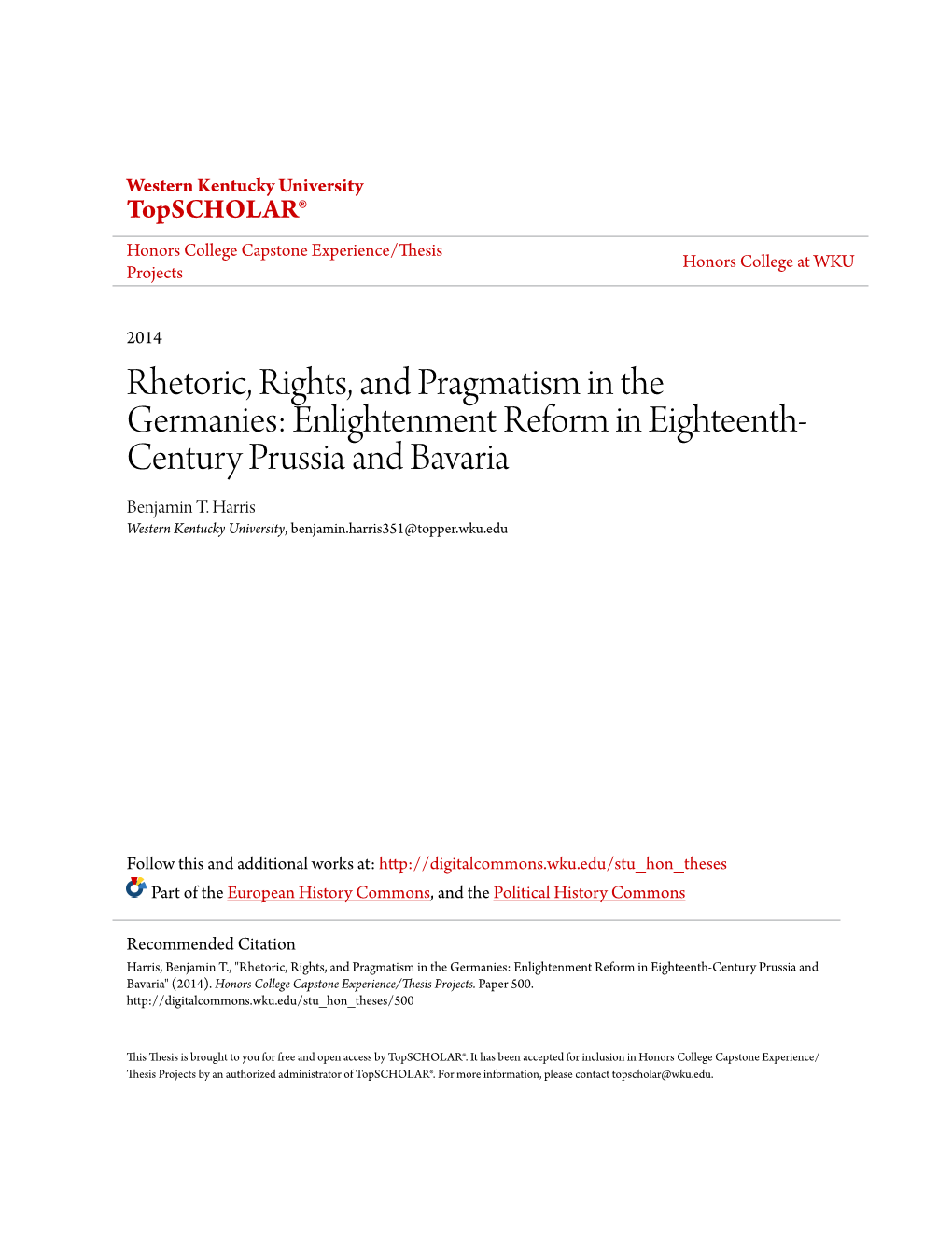 Enlightenment Reform in Eighteenth-Century Prussia and Bavaria