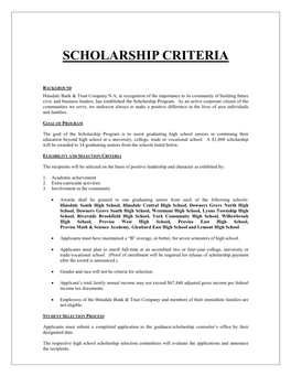Scholarship Criteria